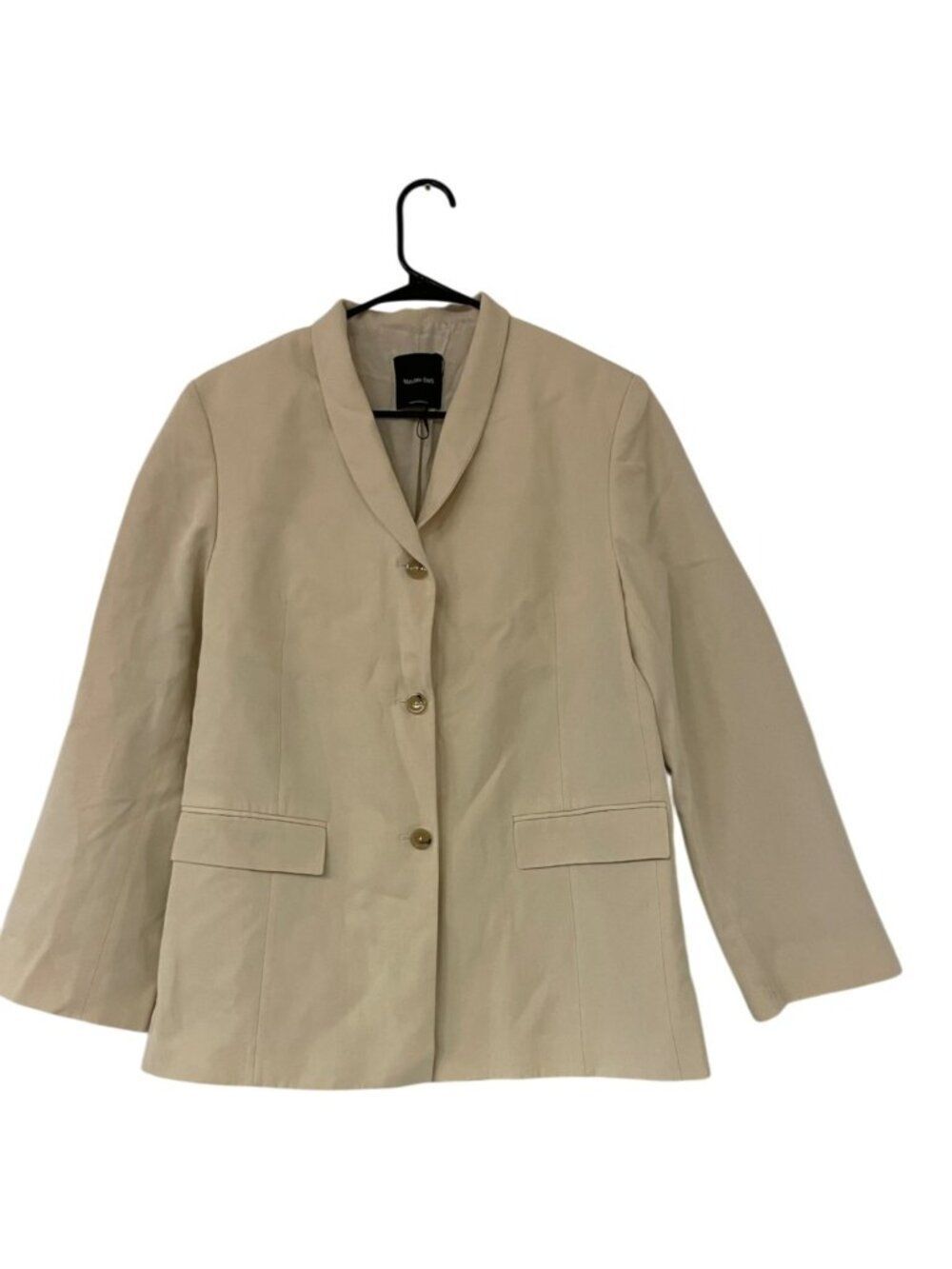 Massimo Dutti Womens Classic Blazer Suit Jacket L Ivory Ecru Single Breasted NWT